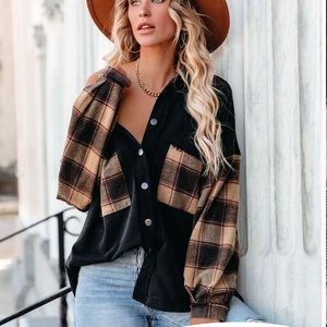 Vici Oversized Distressed Shacket